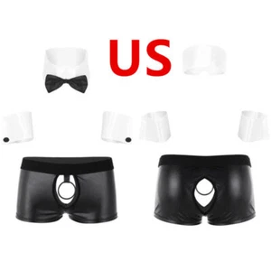 Herren Kostüm Outfits Aushöhlen Boxershorts Fliege Sexy Kellner Slip Outfit - Bild 1 von 18