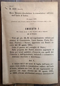 Isola D'Ischia 1889 Regio Erlass X Kommission Edilizia-8132 - Imagen 1 de 1