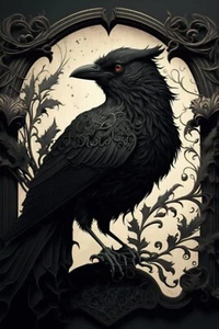 Gothic Floral Crow Notebook Raven Lined Paper journal gift For Halloween - Picture 1 of 1