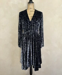 Rebecca Taylor Liane blau Blumen Langarm Samt Kleid Größe 6 - Bild 1 von 6