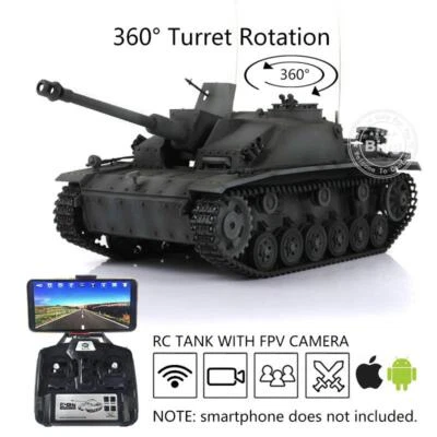 Henglong 1/16 7.0 Upgraded FPV Stug III RTR IR BB RC Tank 3868 Metal Tracks Smog - Image 1 of 4