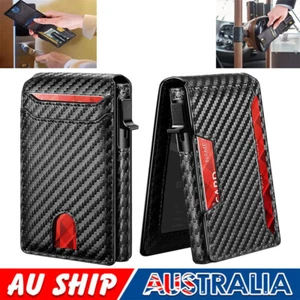 Men’s Pop-Up Card Holder Wallet – RFID Blocking, Slim Bifold with Money Clip - Picture 1 of 14