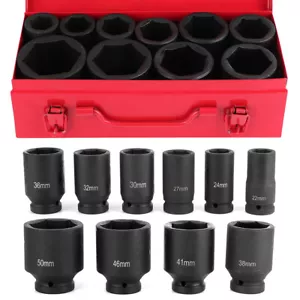 NEW 10x 3/4" Drive Deep Impact Socket Tool Set 6 Point 22-50mm Metric Sockets - Picture 1 of 9