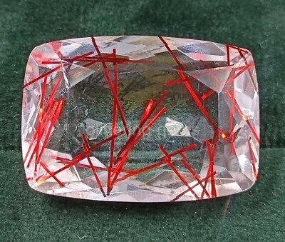 Cushion Cut 76.50 Ct Red Rutilated Quartz Certified Transparent Loose Gems 5AIZ - Image 1 of 4