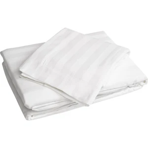 Edredón Hampstead de polialgodón a rayas y 2 fundas de almohada Oxford blanco doble sashi - Imagen 1 de 1