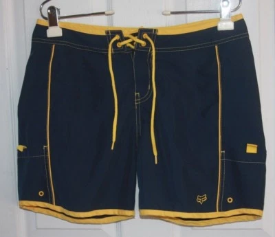 Pantalones cortos Fox Racing para mujer J7 azul marino amarillo 100 % poliéster Foto 1 de 4