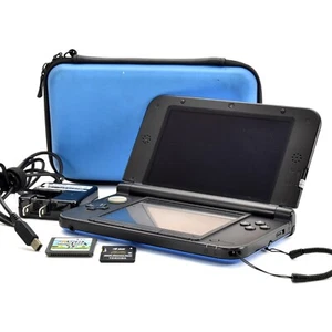 *Exc+5 w Super mario Bros* Nintendo 3DS XL LL Console Color Blue Japanese SD 4GB - Picture 1 of 13