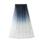Women's Midi Star Shiny Waist Fairy Tulle Elastic Beach Soft Sequins Long Skirts
