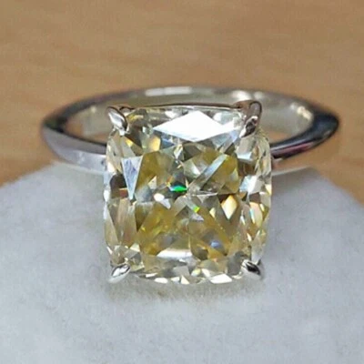 RARE 7.90 Ct Certified Treated Champagne Diamond Ring 925 Silver Prong Setting - Image 1 of 4