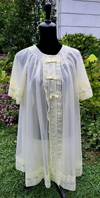 Vintage Shadowline Yellow Babydoll Chiffon Robe Peignoir Small 1960s Very Demure - Image 1 of 4