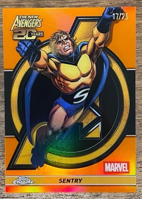 2025 Topps Chrome Marvel, The New Avengers - Orange Refractor /25 Sentry AV-4 - Image 1 of 3