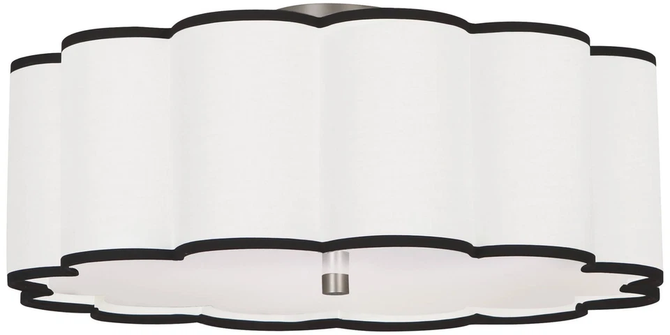 Luz de techo Robert Abbey Axis 24" de ancho níquel y pantalla festoneada Foto 1 de 1