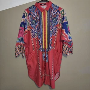 Khaddi Women's Printed Lawn Kurti Colorful Size 12 Fringe Floral Pockets Tunic - Picture 1 of 16