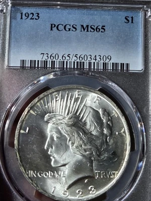 1923 Peace Silver Dollar PCGS MS-65 - Image 1 of 4
