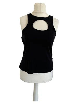 Weekday Damen Top Schwarz L/40 Ärmellos Casual Baumwolle Mix mit Cut-Outs - Bild 1 von 3