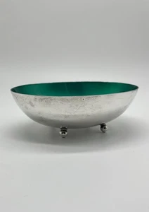 Ciotola Bon Bon Vintage Reed & Barton Footed Smalto Verde 143 Silverplate 5" - Foto 1 di 5