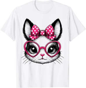 Cute Bunny Rabbit Face Glasses Easter Day Girl Kids Toddler T-Shirt Hoodie - Picture 1 of 10