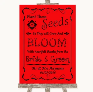 Red Plant Seeds Favours Personalised Wedding Sign - Picture 1 of 8