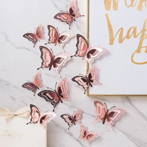12pcs 3D Butterfly Wallpaper Hollow Butterfly Decal Wedding Party Supplies - Picture 1 of 22