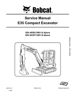 Paper Bobcat E35 Kompaktbagger Werkstatthandbuch Service Werkstatt Reparatur 6987276 - Bild 1 von 5