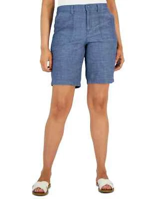 Karen Scott Women's Mid Rise Chambray Shorts, Chambray Blue, SZ 6 - Image 1 of 3