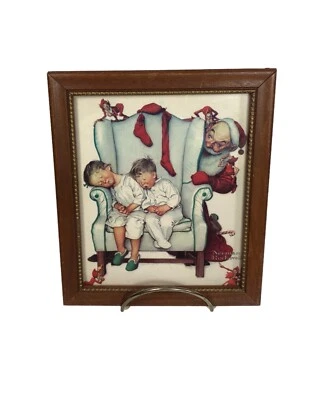 MCM Norman Rockwell Santa Filling Stockings Framed Print Lambert Product 200A - Image 1 of 4