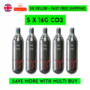 THREADED CO2 16g Canisters 5x 10x Refills Inflator Bike Tyre Pump Gas Cartridge - Picture 1 of 6