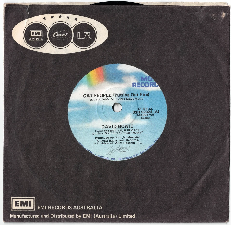 DAVID BOWIE - CAT PEOPLE  Rare 1982 Aussie Classic Rock Single! - Image 1 of 1