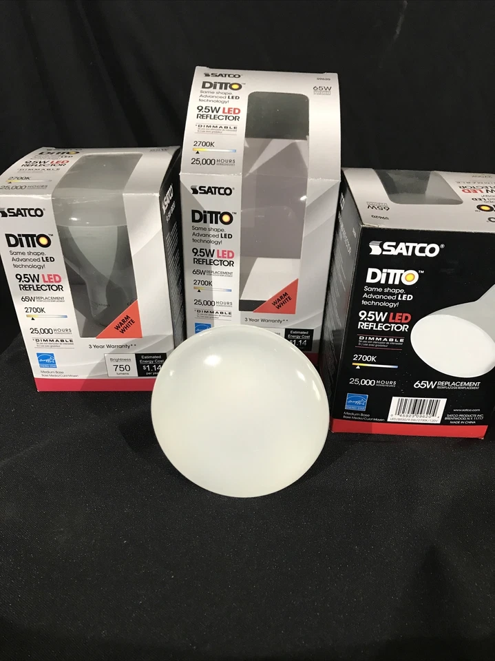 Satco S9620 9.5W LED BR30 Reflector Medium Base 2700K Dimmable 3 Bulbs - Image 1 of 1