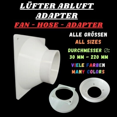 Adaptador de manguera de escape de ventilador - 30,40,60,70,80,92,120,140,180,200,220 mm Foto 1 de 4
