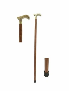 CANE ~ WALKING STICK FROM BULL SEX ORGAN FANCY BRASS HANDLE 33 HANDMADE DESIGNER - Picture 1 of 3