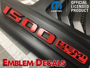 RAM REBEL or Sport Hood "1500 HEMI 5.7L" Hood Emblems Overlay Decal 2022 2023 24 - Picture 1 of 60