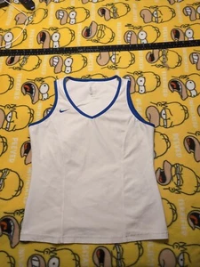 Nike Team FitDry White Blue Trim Girls Tank Top Size M - Picture 1 of 9