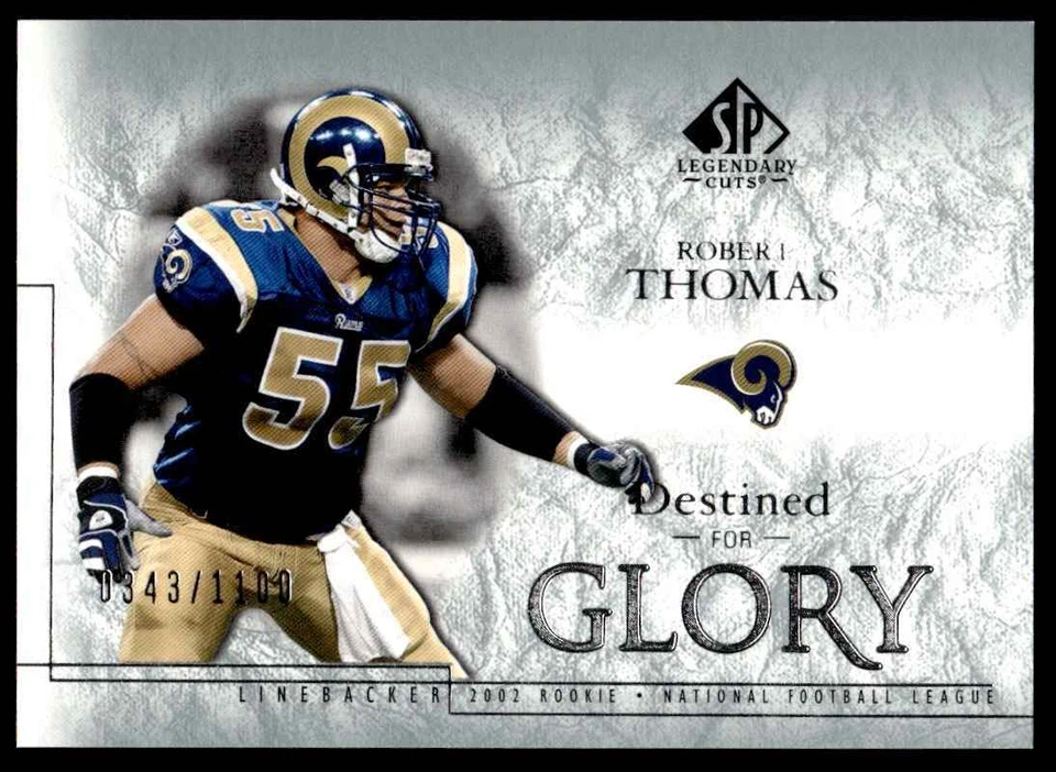 2002 SP Legendary Cuts Robert Thomas Rookie 0343/1100 St. Louis Rams #198 - Image 1 of 2