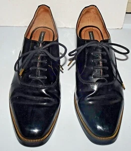 Men's Formal Business Real Patent Leather Shoes Metal Studded Shoes Oxford Sz 8 - Picture 1 of 6