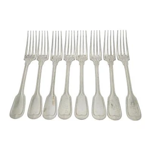 Set of 8 Christofle Sterling Silver Chinon Forks 8 1/8" #20511 - Picture 1 of 10