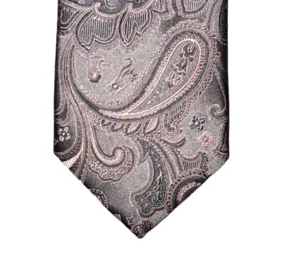 Corbata Hart Schaffner Marx Para Hombre Plata Rosa Patrón Paisley Diseñador Seda Foto 1 de 4