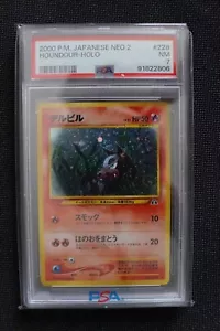 PSA 7 HOUNDOUR #228 JAPANESE NEO 2 HOLO RARE **SWIRL** - Picture 1 of 4