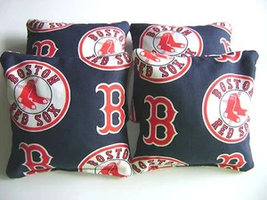 BOSTON RED SOX CORNHOLE BEAN BAGS SET OF 4 TOP QUALITY REGULATION TOSS GAME  - Picture 1 of 1