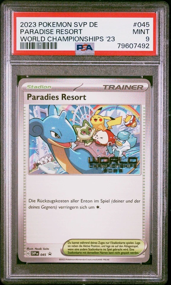 Pokemon Card PSA 9 Paradise Resort GERMAN SVP045 Promo World Championships 2023 - Image 1 of 1