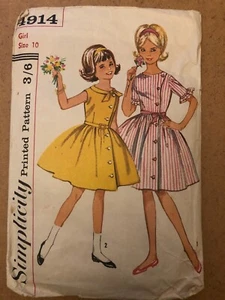 Vintage Sewing Pattern Simplicity 4914 GIRLS ONE-PIECE DRESS SIZE 8 - Picture 1 of 2
