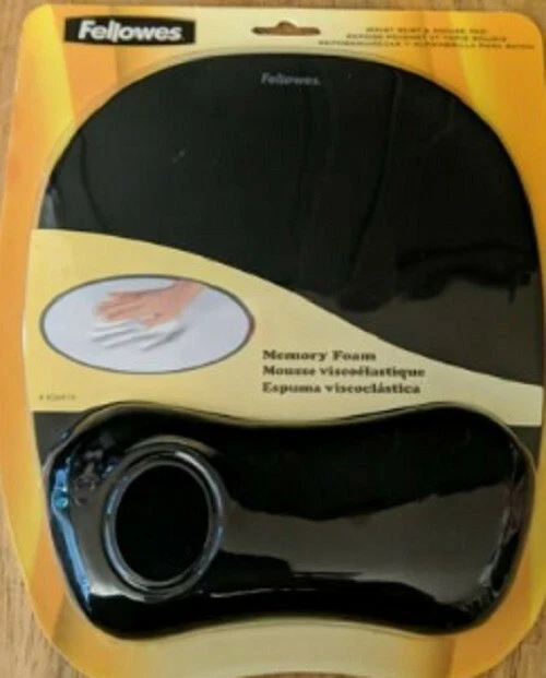 Fellowes Black Mouse Pad w/Wrist Rest, Nonskid Back - Image 1 of 1