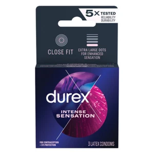 Durex Intense Sensation Extra Large Dots Lubricated Latex Condoms - 3 Pack - Picture 1 of 1
