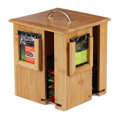 Teebox Teekiste Teebeutelspender Teespender 4 Fächer Teebox drehbar Teebehälter - Bild 1 von 4