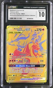 2021 POKEMON SUN & MOON #SM247 FULL ART/RESHIRAM & CHARIZARD GX CGC 10 GEM MINT - Picture 1 of 2