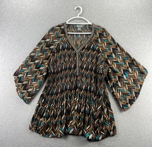 Catherines 3X mehrfarbiges plissiertes Bauerntop Polyesterbluse mit V-Ausschnitt verziert - Bild 1 von 8