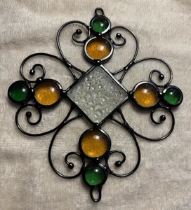 Atrapasol vitral, ventana colgante vidrio texturizado y coloreado 5,5" x 5". - Imagen 1 de 14