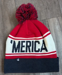 'Merica Gorro Rojo Blanco Azul EE. UU. Pom Pom Unisex Talla Única Se Adapta a la mayoría de América - Imagen 1 de 5