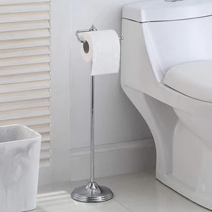 Bathroom Free Standing Toilet Tissue Paper Roll Holder Stand with Reserve Fun... - Picture 1 of 7