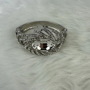 Park Lane Bracelet Hinged Cuff Silver Tone W/Rhinestones Wedding Prom NWOT - Picture 1 of 3